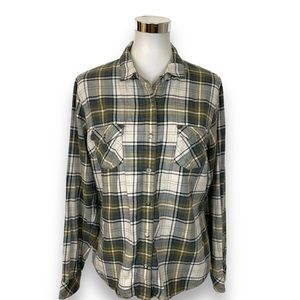SOLD KUHL Tess Flannel Button Down Shirt Top Olive Green Medium